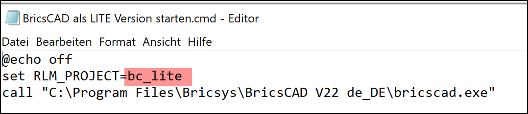 BricsCAD Lite CMD Datei