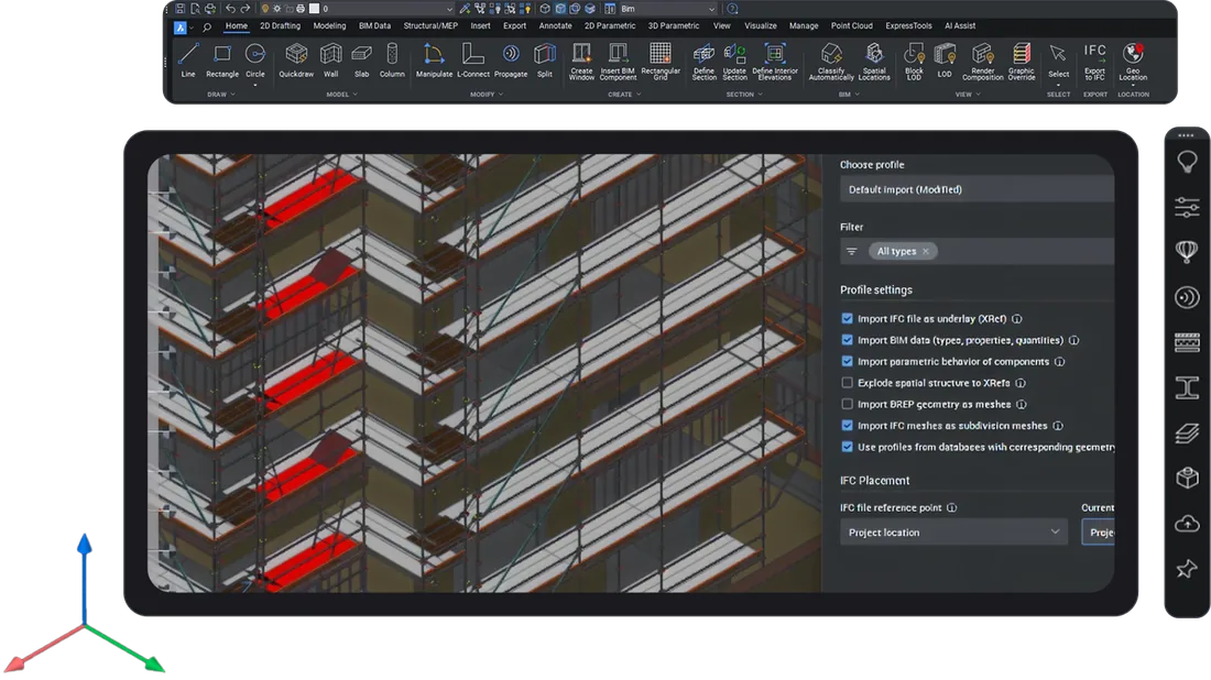 BricsCAD BIM Interface – Gebäudemodell mit Bauteildaten BricsCAD BIM Interface – Gebäudemodell mit Bauteildaten