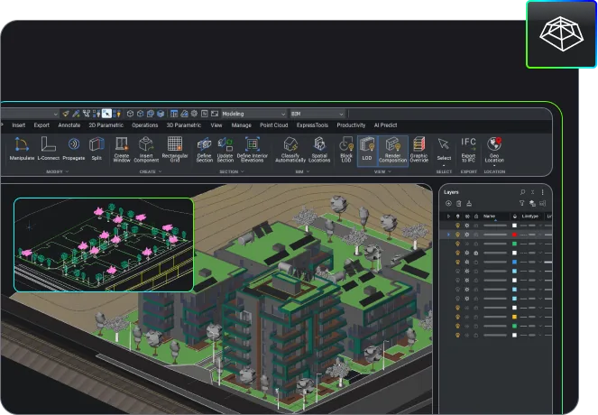 BricsCAD PRO – Punktwolke und TIN-Geländemodell