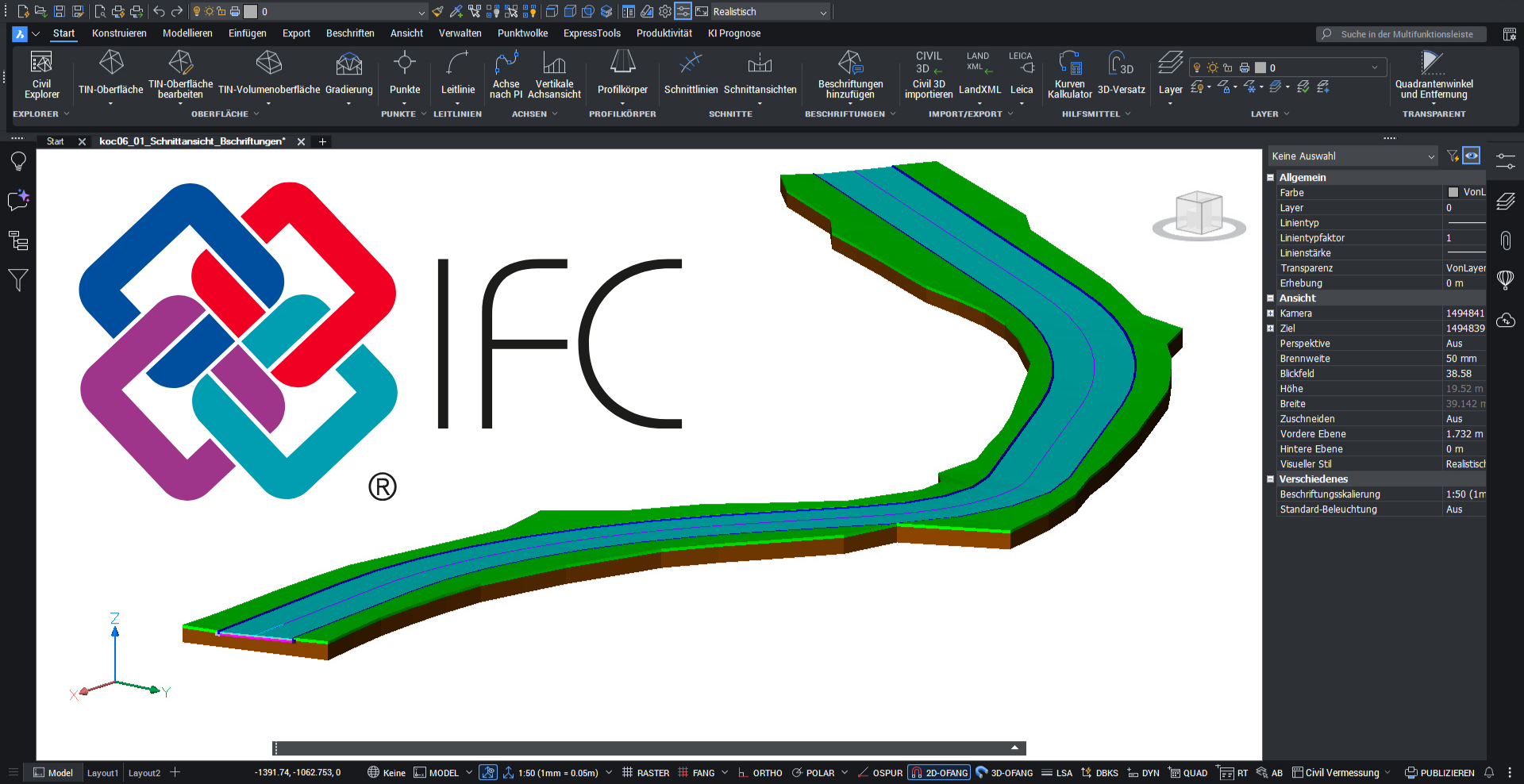 BricsCAD PRO – Punktwolke und TIN-Geländemodell